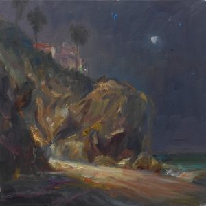 Delanty Aliso Beach Nocturne  12x12 acrylic 1800