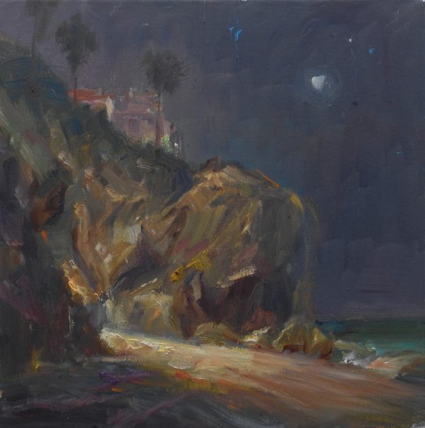 Delanty Aliso Beach Nocturne  12x12 acrylic 1800