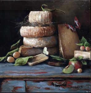 Victor Mordasov Still life with Aged cheeses