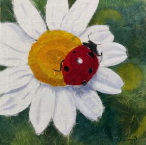Garden Guardian, mixed media, ladybug, ladybird