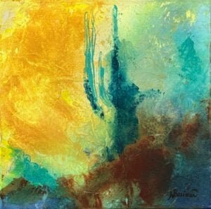 Reaching, mixed media, saguaro, arizona