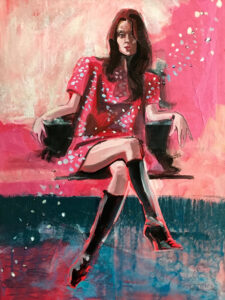 SPELLBOUND Acrylic mixed media with tissue paper 24X18 inches on canvas panel $1175 Tedeschi Cuoco