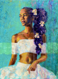 SUNKISSED Acrylic mixed media with glass beads 24X18 inches on canvas panel $1175 Tedeschi Cuoco