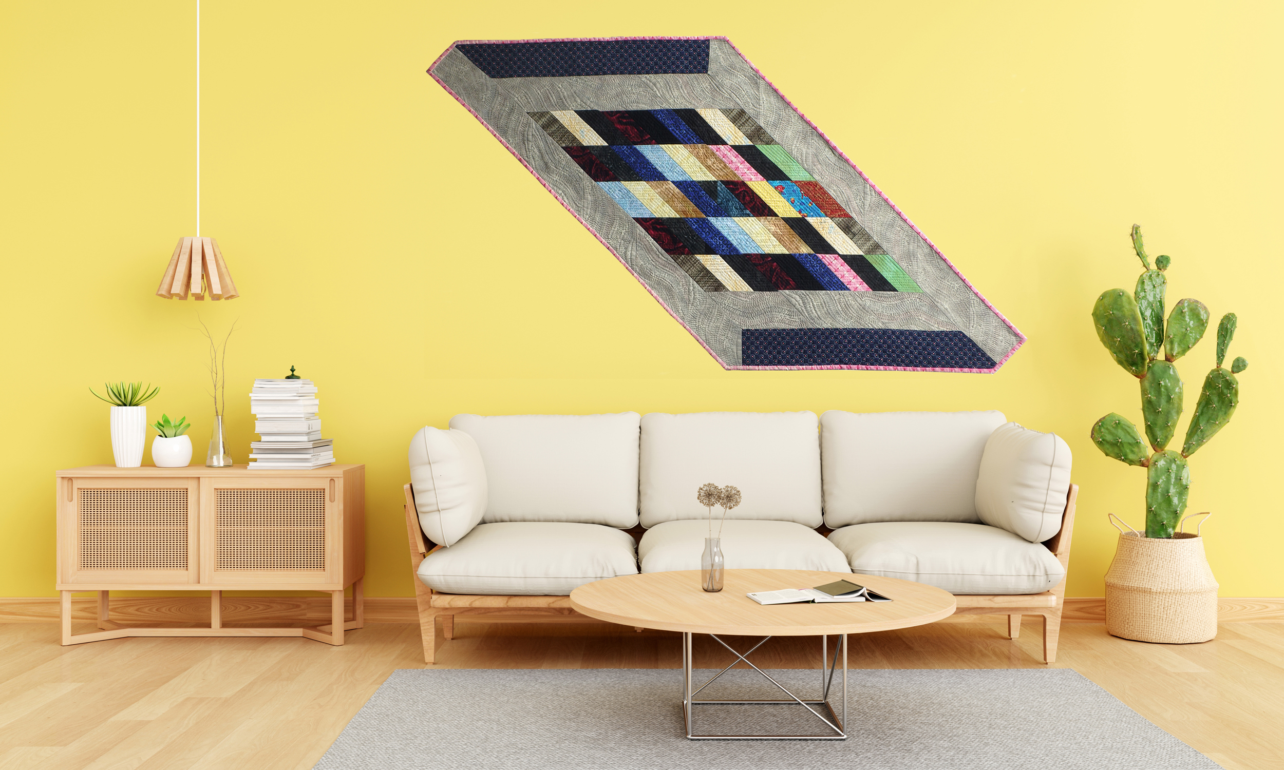 JUDD_Jean_Diamond 6 A Binding Transformation contemporary mixed media artwork shown in a contemporary living room setting.